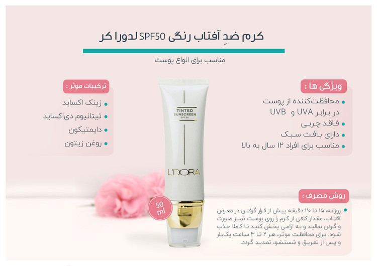 کرم ضدآفتاب رنگی SPF50 - با بافت زودجذب